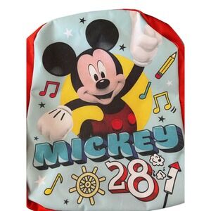 Mickey Mouse Backpack Youth 10"x 8"x 2.5" Red Blue Multi Pocket 28 Disney School